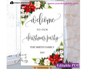 Christmas Party welcome sign template,Xmas Party welcome sign,(154)